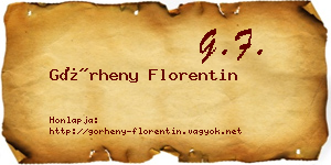 Görheny Florentin névjegykártya